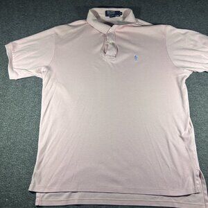 Vintage - Polo Ralph Lauren Mens XL Custom Short Sleeve Pink Shirt Blue Pony